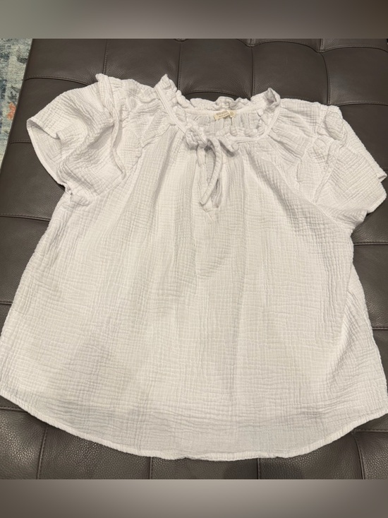 4Our Dreamers Tops - New 4our Dreamers White Gauze Ruffle Neck Peasant Top - 3X